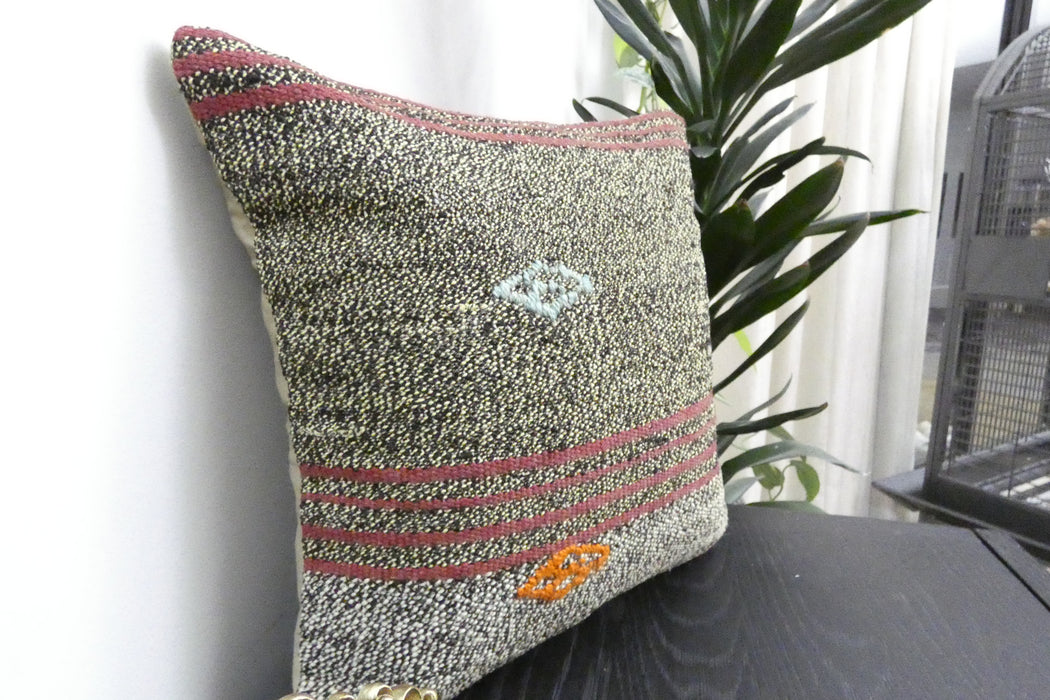 Handmade Turkish Kilim Cushion Cover 40 x 40cm with Insert | Original Anatolian Kilim | Organic Cotton Backing | TK26-C918- Rugs Direct 