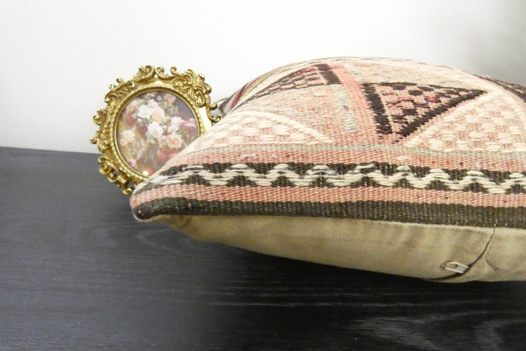 Handmade Turkish Kilim Cushion Cover 40 x 40cm with Insert | Original Anatolian Kilim | Organic Cotton Backing | TK26-C916- Rugs Direct 