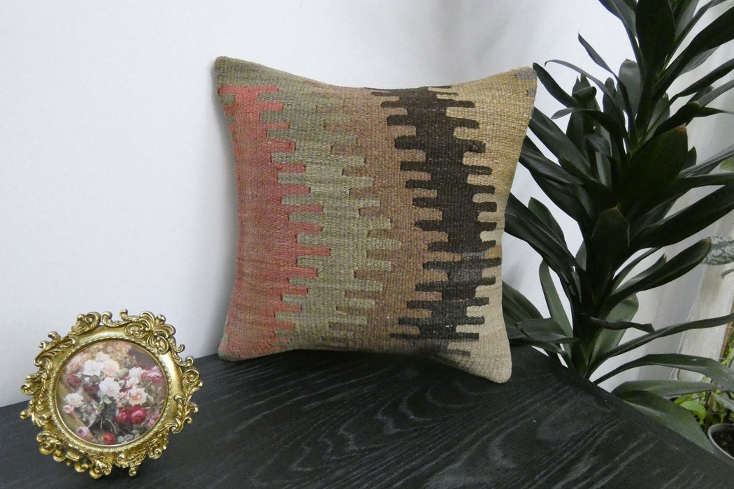 
Handmade Turkish Kilim Cushion Cover 40 x 40cm with Insert | Original Anatolian Kilim | Organic Cotton Backing | TK26-C912- Rugs Direct 