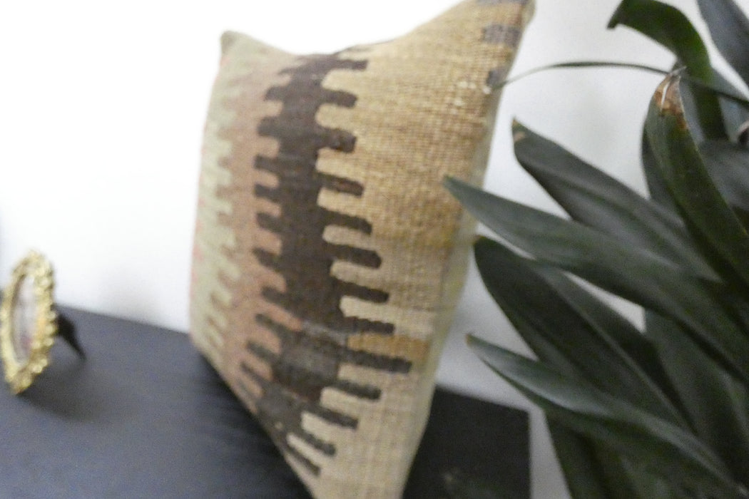 
Handmade Turkish Kilim Cushion Cover 40 x 40cm with Insert | Original Anatolian Kilim | Organic Cotton Backing | TK26-C912- Rugs Direct 