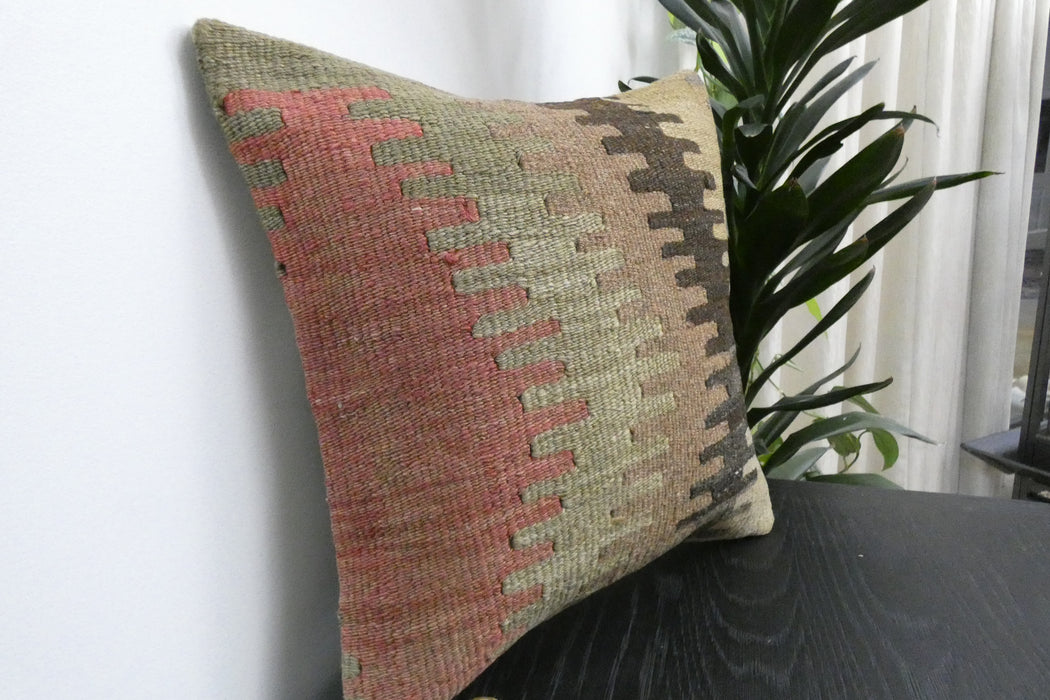 
Handmade Turkish Kilim Cushion Cover 40 x 40cm with Insert | Original Anatolian Kilim | Organic Cotton Backing | TK26-C912- Rugs Direct 