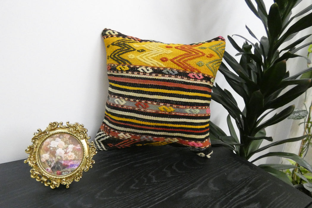 Handmade Turkish Kilim Cushion Cover 40 x 40cm with Insert | Original Anatolian Kilim | Organic Cotton Backing | TK26-C900- Rugs Direct 