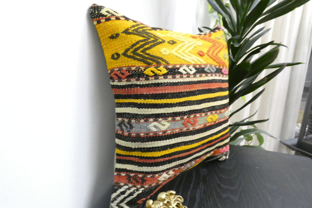 Handmade Turkish Kilim Cushion Cover 40 x 40cm with Insert | Original Anatolian Kilim | Organic Cotton Backing | TK26-C900- Rugs Direct 