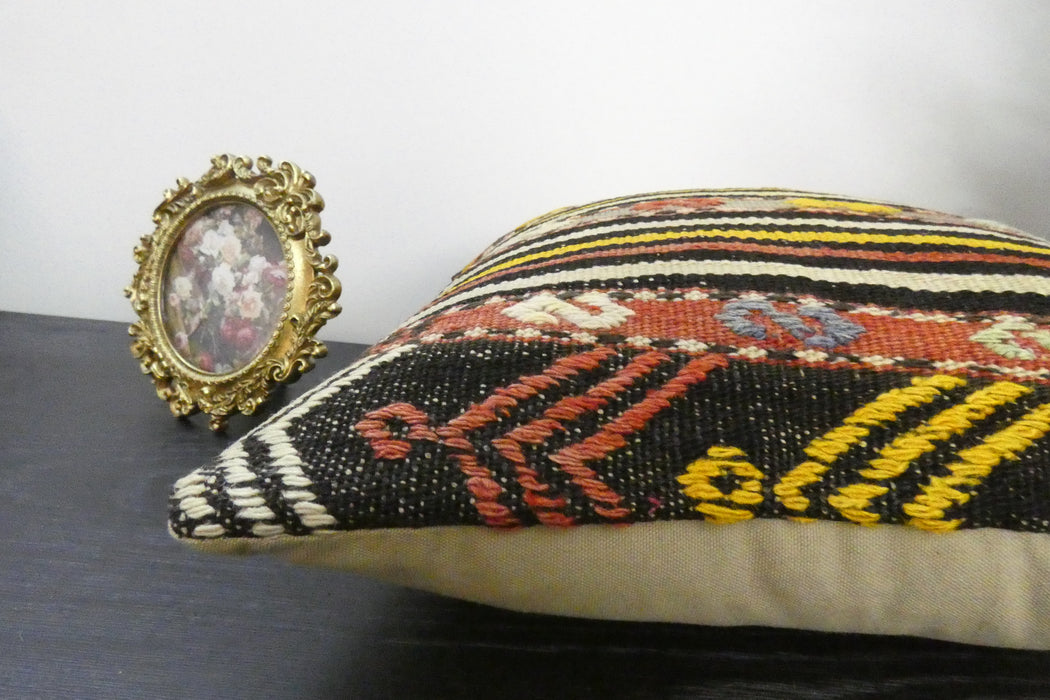 Handmade Turkish Kilim Cushion Cover 40 x 40cm with Insert | Original Anatolian Kilim | Organic Cotton Backing | TK26-C900- Rugs Direct 