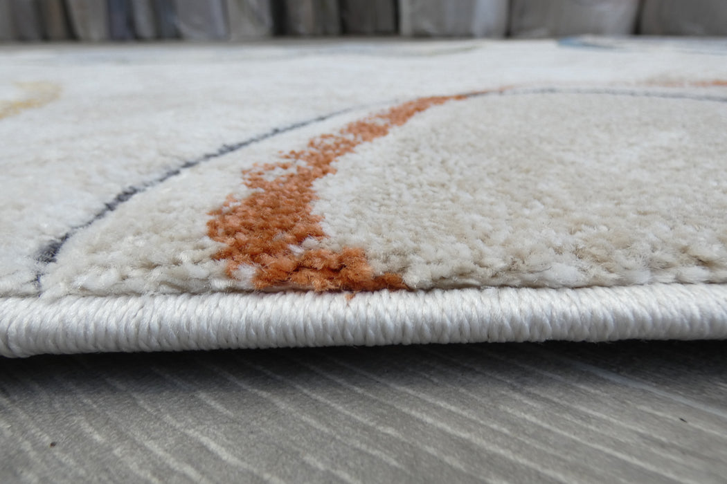Retro Distressed Abstract Stone Shapes Aroha Runner 80cm Wide x Cut to Order- Rugs Direct 