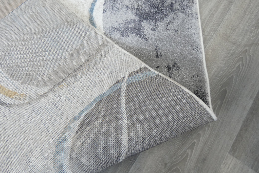 Retro Distressed Abstract Stone Shapes Aroha Runner 80cm Wide x Cut to Order- Rugs Direct 