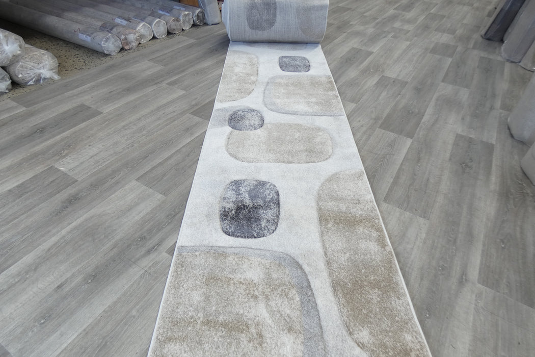 Contemporary Abstract Organic Pebble Aroha Runner 80cm Wide x Cut to Order- Rugs Direct 