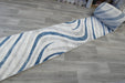 Abstract Metro Graphic Wave Blue & Grey Aroha Runner 80cm Wide x Cut to Order- Rugs Direct 