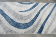 Abstract Metro Graphic Wave Blue & Grey Aroha Runner 80cm Wide x Cut to Order- Rugs Direct 