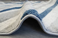 Abstract Metro Graphic Wave Blue & Grey Aroha Runner 80cm Wide x Cut to Order- Rugs Direct 