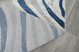 Abstract Metro Graphic Wave Blue & Grey Aroha Runner 80cm Wide x Cut to Order- Rugs Direct 