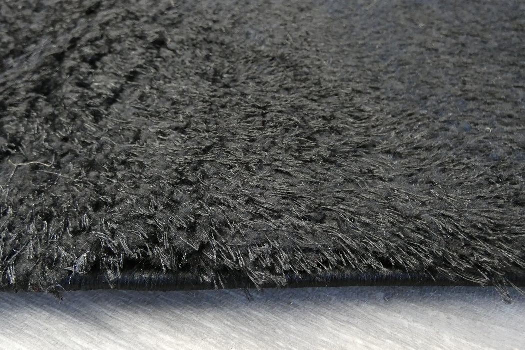 Plush Luxury Solid Black Dream Shaggy Runner 100cm Wide x Cut to Order- Rugs Direct 