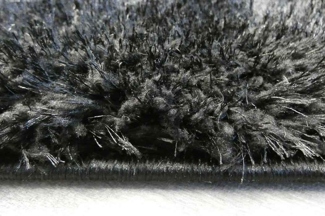 Plush Luxury Solid Black Dream Shaggy Runner 100cm Wide x Cut to Order- Rugs Direct 