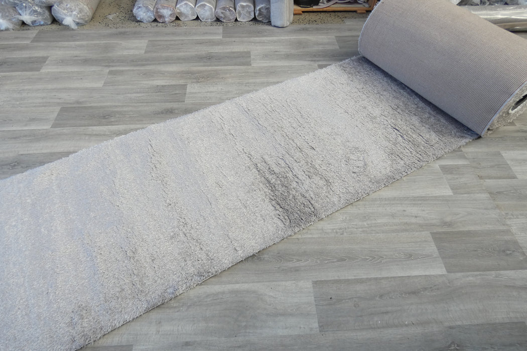 Plush Luxury Solid Grey Dream Shaggy Runner 100cm Wide x Cut to Order- Rugs Direct 