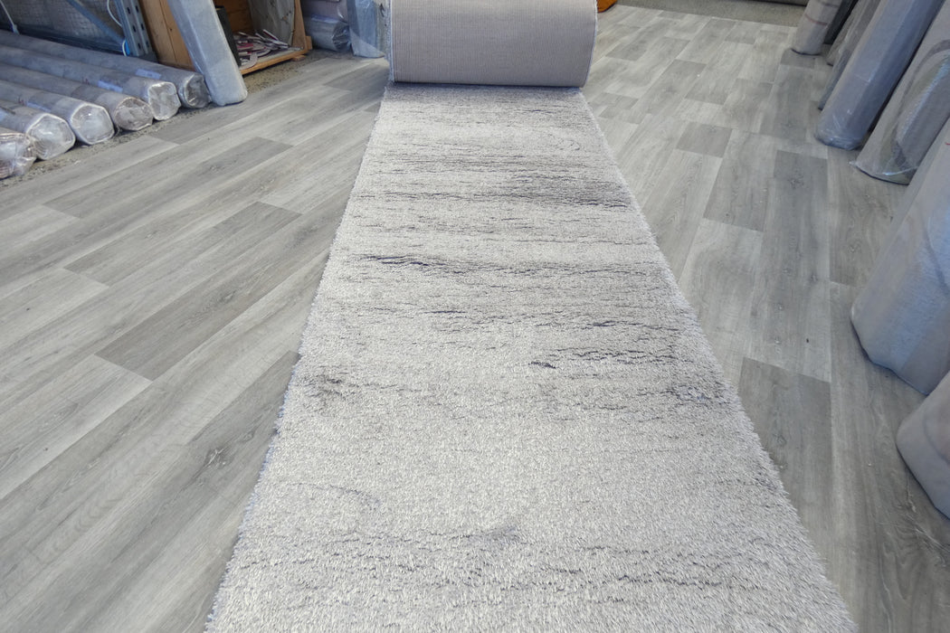 Plush Luxury Solid Grey Dream Shaggy Runner 100cm Wide x Cut to Order- Rugs Direct 
