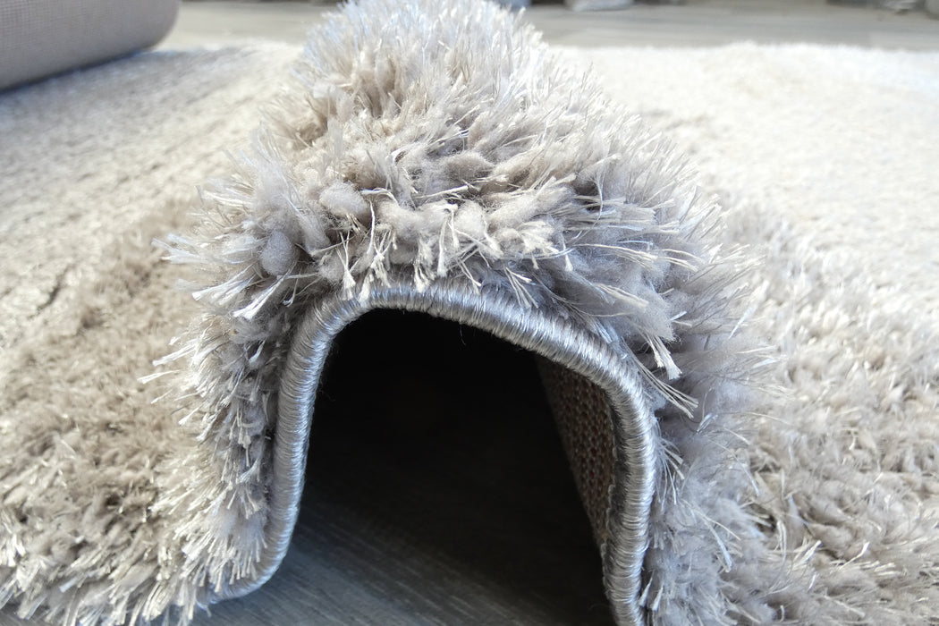 Plush Luxury Solid Grey Dream Shaggy Runner 100cm Wide x Cut to Order- Rugs Direct 