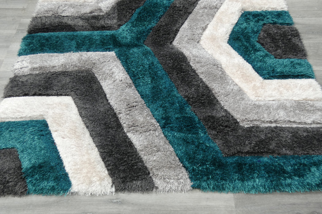 Modern Geometric Honeycomb Shaggy California Rug - Rugs Direct