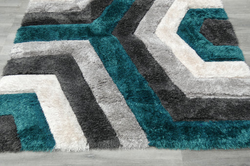 Modern Geometric Honeycomb Shaggy California Rug - Rugs Direct
