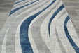 Abstract Metro Graphic Wave Blue & Grey Aroha Rug- Rugs Direct 