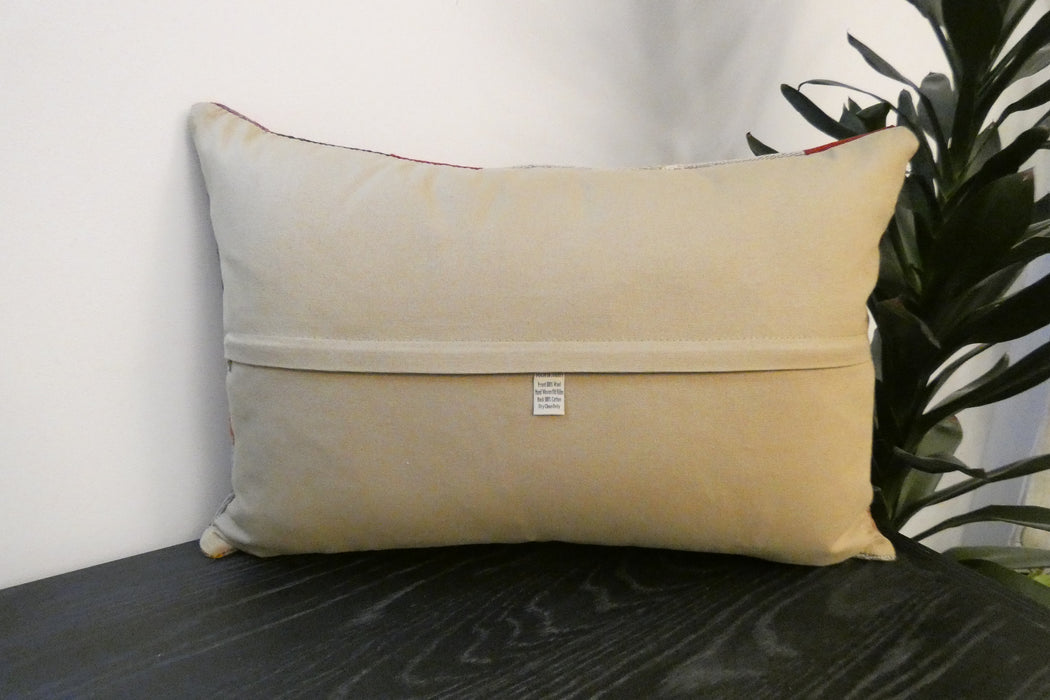 Handmade Anatolian Kilim Cushion Cover with Insert 40 x 60cm | Vintage Turkish Wool Lumbar Pillow | Organic Cotton Back | TK26-C611- Rugs Direct 