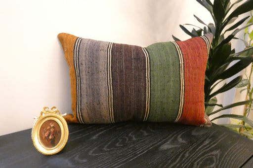 Handmade Anatolian Kilim Cushion Cover with Insert 40 x 60cm | Vintage Turkish Wool Lumbar Pillow | Organic Cotton Back | TK26-C803- Rugs Direct 