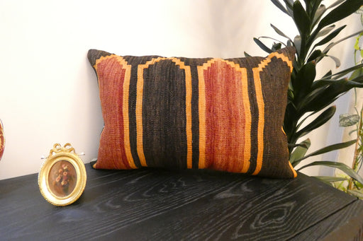 Handmade Anatolian Kilim Cushion Cover with Insert 40 x 60cm | Vintage Turkish Wool Lumbar Pillow | Organic Cotton Back | TK26-C699- Rugs Direct 