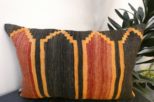 Handmade Anatolian Kilim Cushion Cover with Insert 40 x 60cm | Vintage Turkish Wool Lumbar Pillow | Organic Cotton Back | TK26-C699- Rugs Direct 
