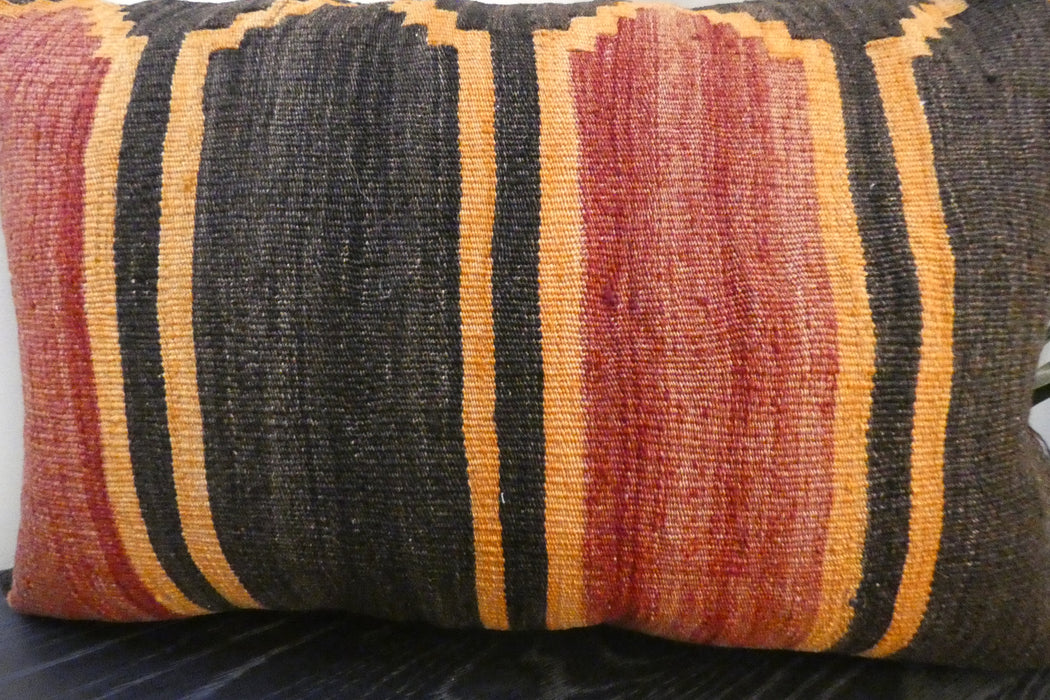 Handmade Anatolian Kilim Cushion Cover with Insert 40 x 60cm | Vintage Turkish Wool Lumbar Pillow | Organic Cotton Back | TK26-C699- Rugs Direct 