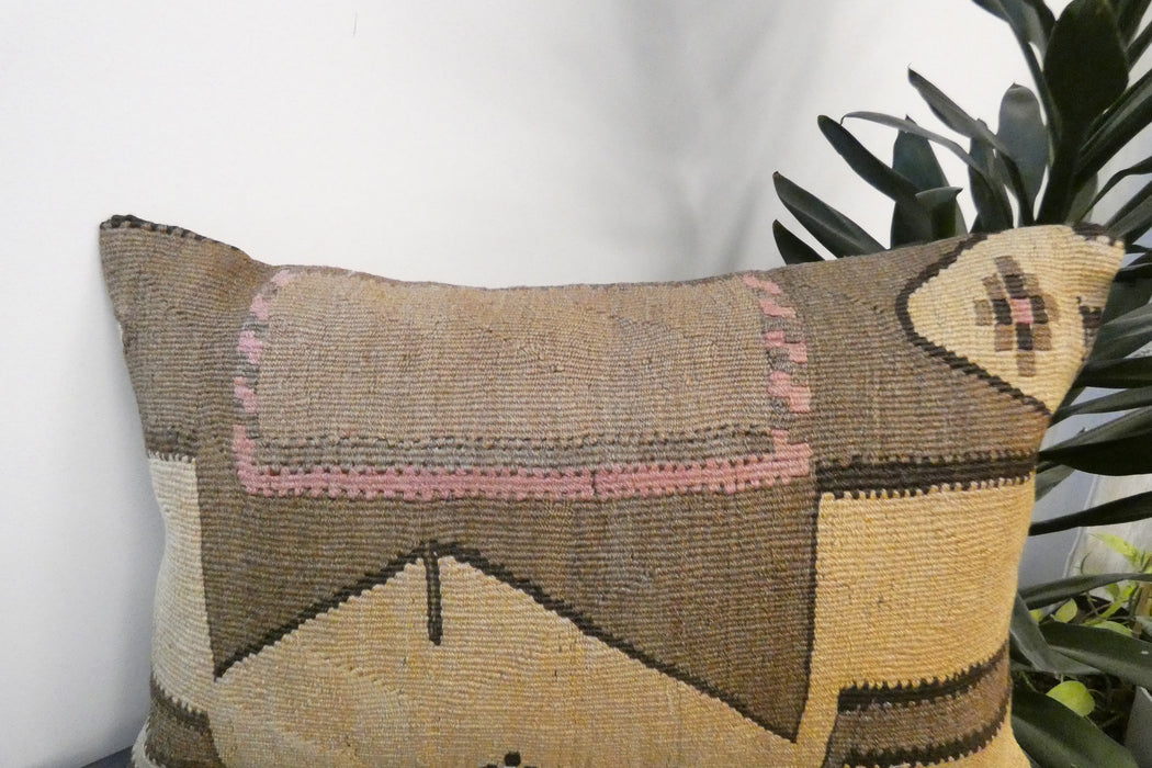Handmade Anatolian Kilim Cushion Cover with Insert 40 x 60cm | Vintage Turkish Wool Lumbar Pillow | Organic Cotton Back | TK26-C804- Rugs Direct 