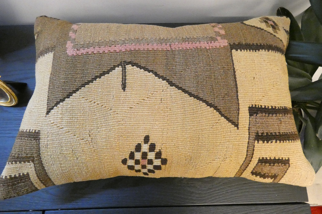 Handmade Anatolian Kilim Cushion Cover with Insert 40 x 60cm | Vintage Turkish Wool Lumbar Pillow | Organic Cotton Back | TK26-C804- Rugs Direct 