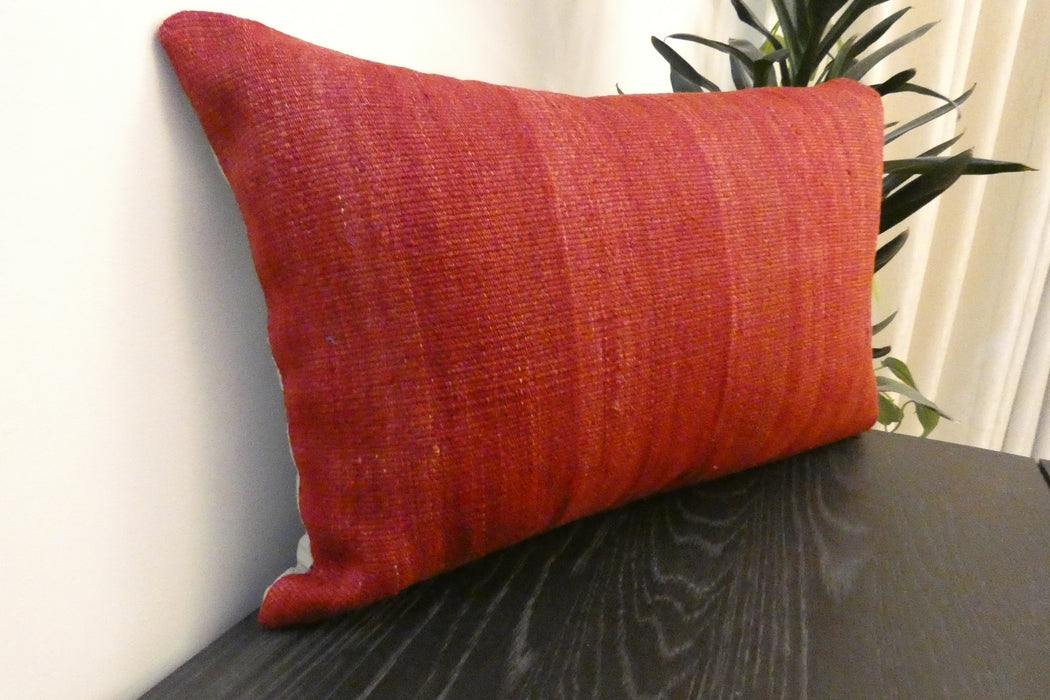 Handmade Anatolian Kilim Cushion Cover with Insert 40 x 60cm | Vintage Turkish Wool Lumbar Pillow | Organic Cotton Back | TK26-C660- Rugs Direct 