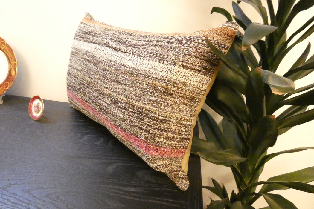 Handmade Anatolian Kilim Cushion Cover with Insert 40 x 60cm | Vintage Turkish Wool Lumbar Pillow | Organic Cotton Back | TK26-C698- Rugs Direct 