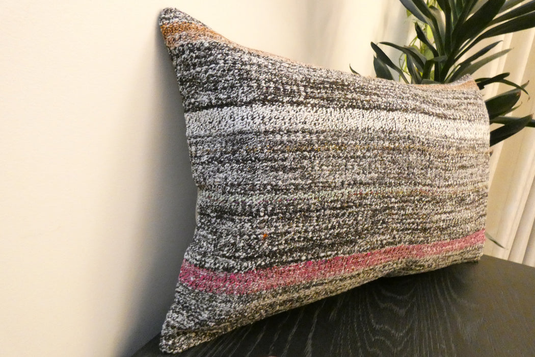 Handmade Anatolian Kilim Cushion Cover with Insert 40 x 60cm | Vintage Turkish Wool Lumbar Pillow | Organic Cotton Back | TK26-C698- Rugs Direct 