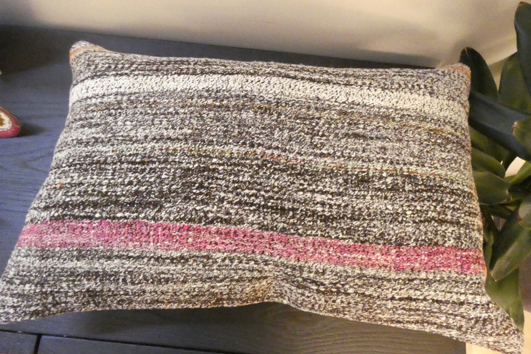 Handmade Anatolian Kilim Cushion Cover with Insert 40 x 60cm | Vintage Turkish Wool Lumbar Pillow | Organic Cotton Back | TK26-C698- Rugs Direct 