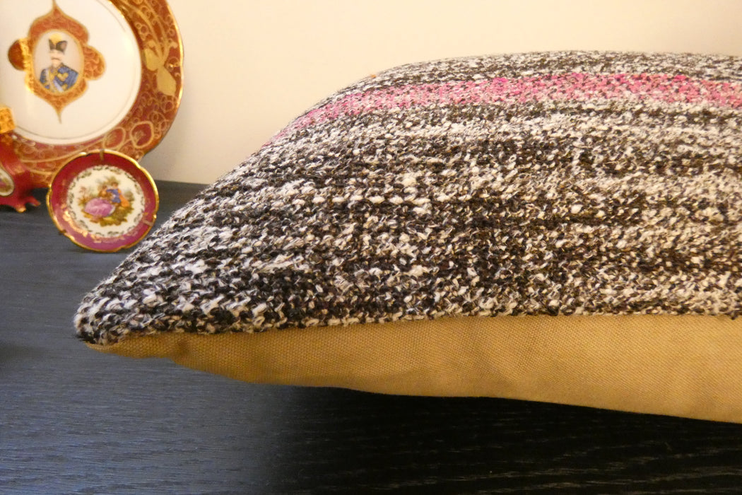 Handmade Anatolian Kilim Cushion Cover with Insert 40 x 60cm | Vintage Turkish Wool Lumbar Pillow | Organic Cotton Back | TK26-C698- Rugs Direct 
