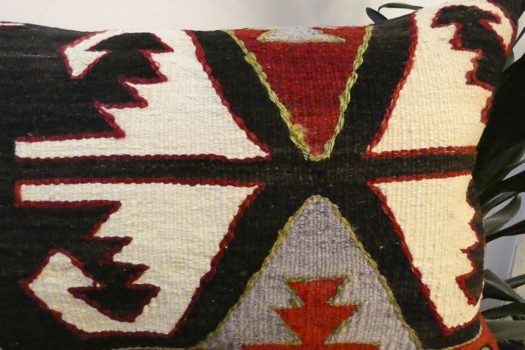 Handmade Anatolian Kilim Cushion Cover with Insert 40 x 60cm | Vintage Turkish Wool Lumbar Pillow | Organic Cotton Back | TK26-C808- Rugs Direct 