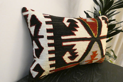 Handmade Anatolian Kilim Cushion Cover with Insert 40 x 60cm | Vintage Turkish Wool Lumbar Pillow | Organic Cotton Back | TK26-C808- Rugs Direct 