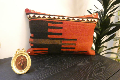 Handmade Anatolian Kilim Cushion Cover with Insert 40 x 60cm | Vintage Turkish Wool Lumbar Pillow | Organic Cotton Back | TK26-C616- Rugs Direct 