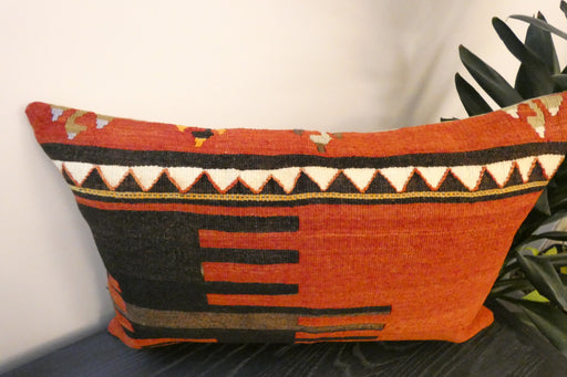 Handmade Anatolian Kilim Cushion Cover with Insert 40 x 60cm | Vintage Turkish Wool Lumbar Pillow | Organic Cotton Back | TK26-C616- Rugs Direct 