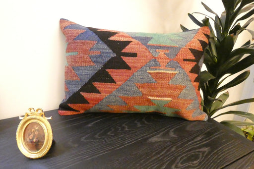 Handmade Anatolian Kilim Cushion Cover with Insert 40 x 60cm | Vintage Turkish Wool Lumbar Pillow | Organic Cotton Back | TK26-C612- Rugs Direct 