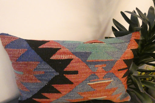 Handmade Anatolian Kilim Cushion Cover with Insert 40 x 60cm | Vintage Turkish Wool Lumbar Pillow | Organic Cotton Back | TK26-C612- Rugs Direct 