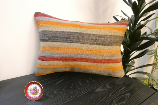 Handmade Anatolian Kilim Cushion Cover with Insert 40 x 60cm | Vintage Turkish Wool Lumbar Pillow | Organic Cotton Back | TK26-C615- Rugs Direct 