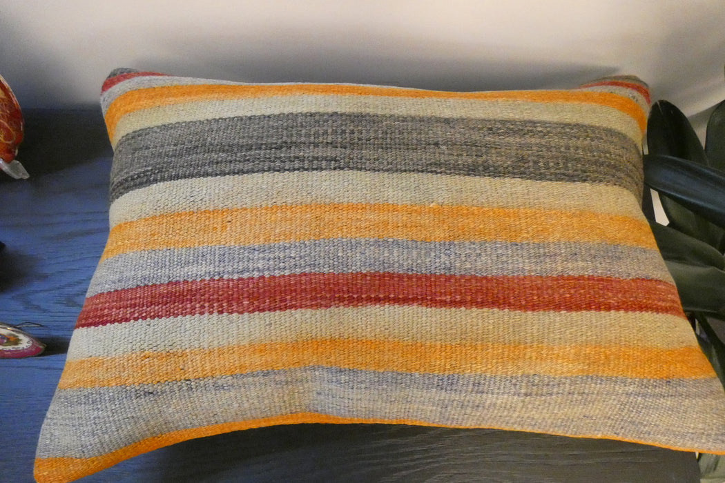Handmade Anatolian Kilim Cushion Cover with Insert 40 x 60cm | Vintage Turkish Wool Lumbar Pillow | Organic Cotton Back | TK26-C615- Rugs Direct 