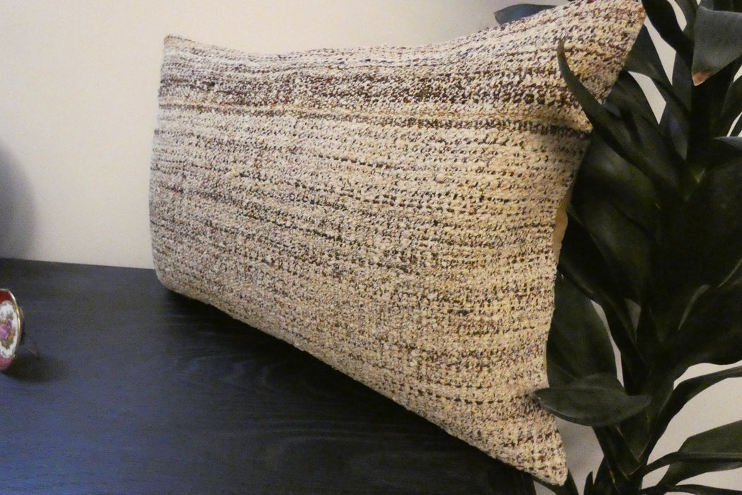 Handmade Anatolian Kilim Cushion Cover with Insert 40 x 60cm | Vintage Turkish Wool Lumbar Pillow | Organic Cotton Back | TK26-C610- Rugs Direct 