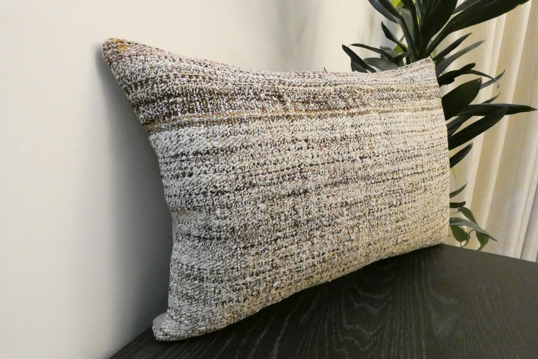 Handmade Anatolian Kilim Cushion Cover with Insert 40 x 60cm | Vintage Turkish Wool Lumbar Pillow | Organic Cotton Back | TK26-C610- Rugs Direct 
