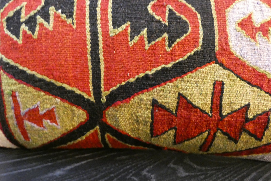 Handmade Anatolian Kilim Cushion Cover with Insert 40 x 60cm | Vintage Turkish Wool Lumbar Pillow | Organic Cotton Back | TK26-C609- Rugs Direct 