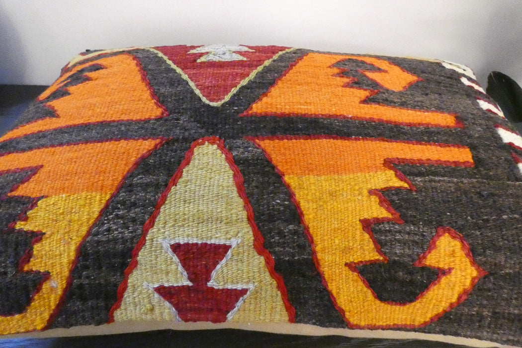 Handmade Anatolian Kilim Cushion Cover with Insert 40 x 60cm | Vintage Turkish Wool Lumbar Pillow | Organic Cotton Back | TK26-C608- Rugs Direct
