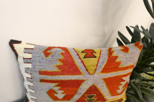 Handmade Anatolian Kilim Cushion Cover with Insert 40 x 60cm | Vintage Turkish Wool Lumbar Pillow | Organic Cotton Back | TK26-C607- Rugs Direct 
