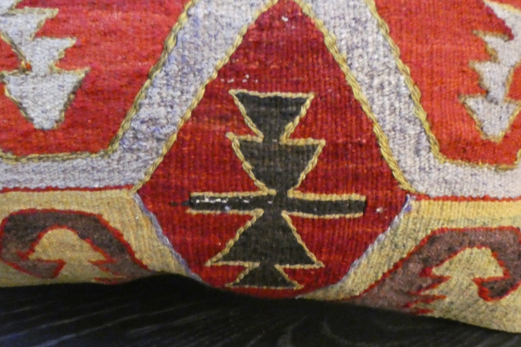 Handmade Anatolian Kilim Cushion Cover with Insert 40 x 60cm | Vintage Turkish Wool Lumbar Pillow | Organic Cotton Back | TK26-C607- Rugs Direct 