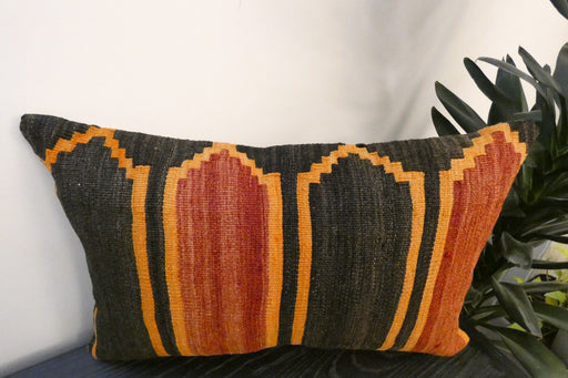 Handmade Anatolian Kilim Cushion Cover with Insert 40 x 60cm | Vintage Turkish Wool Lumbar Pillow | Organic Cotton Back | TK26-C605- Rugs Direct 
